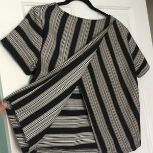 LUSH Open-back black and cream stripe top Size L